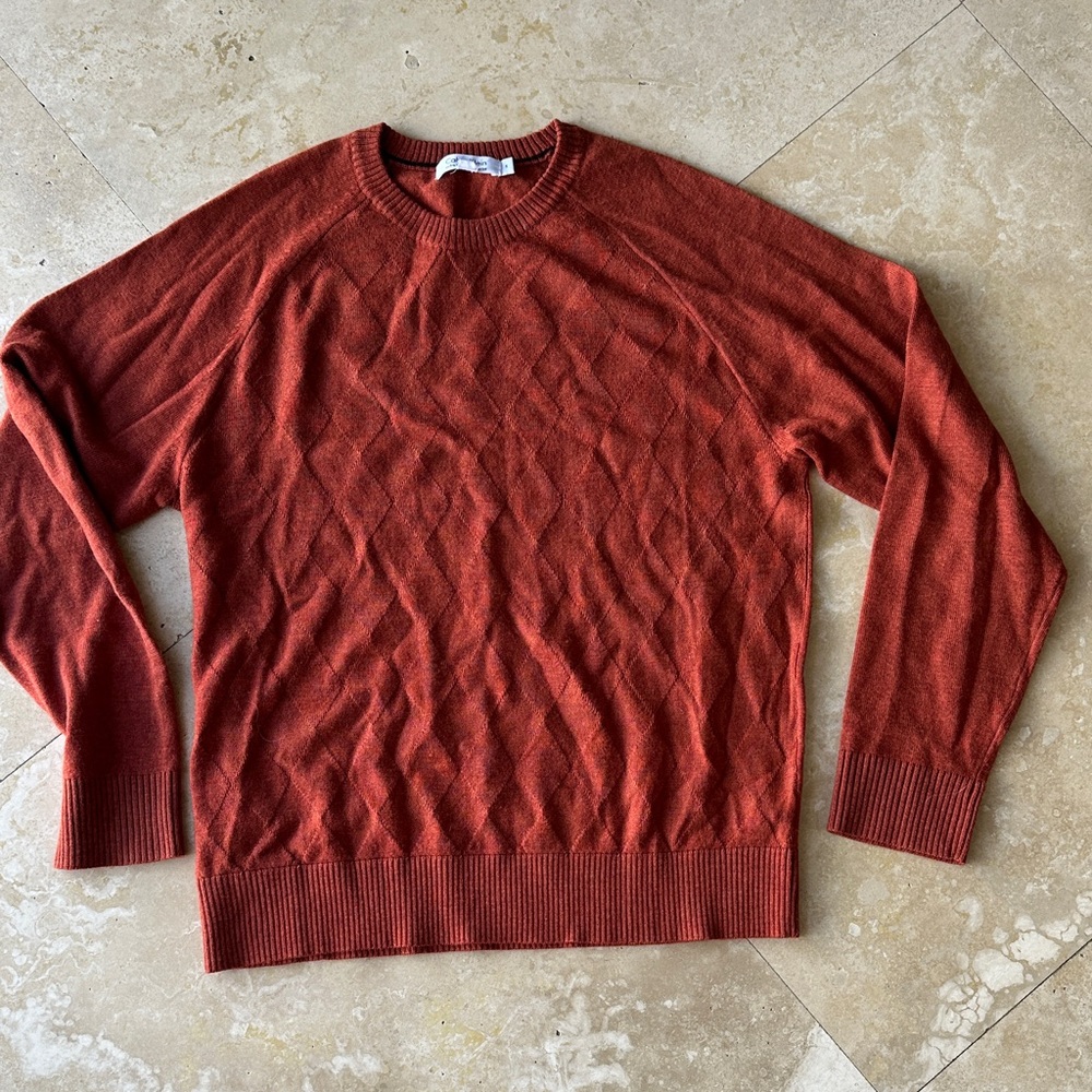 Calvin Klein Men's Brick Red Crewneck Sweater